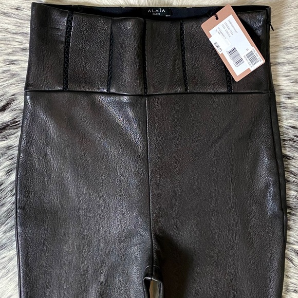 ALAIA HIGH WAIST CORSET STYLE LEATHER LEGGINGS, SZ FR/40 BLACK NWT! - Picture 2 of 16